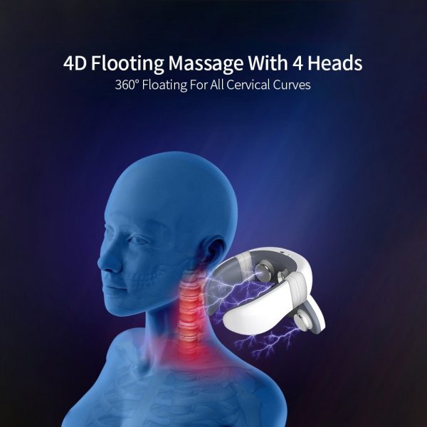 4D Magnetic Pulse Heated Electric Intelligent Neck Shoulder Massager Fatigue Relief Relaxation Cervical Infrared Massage Device